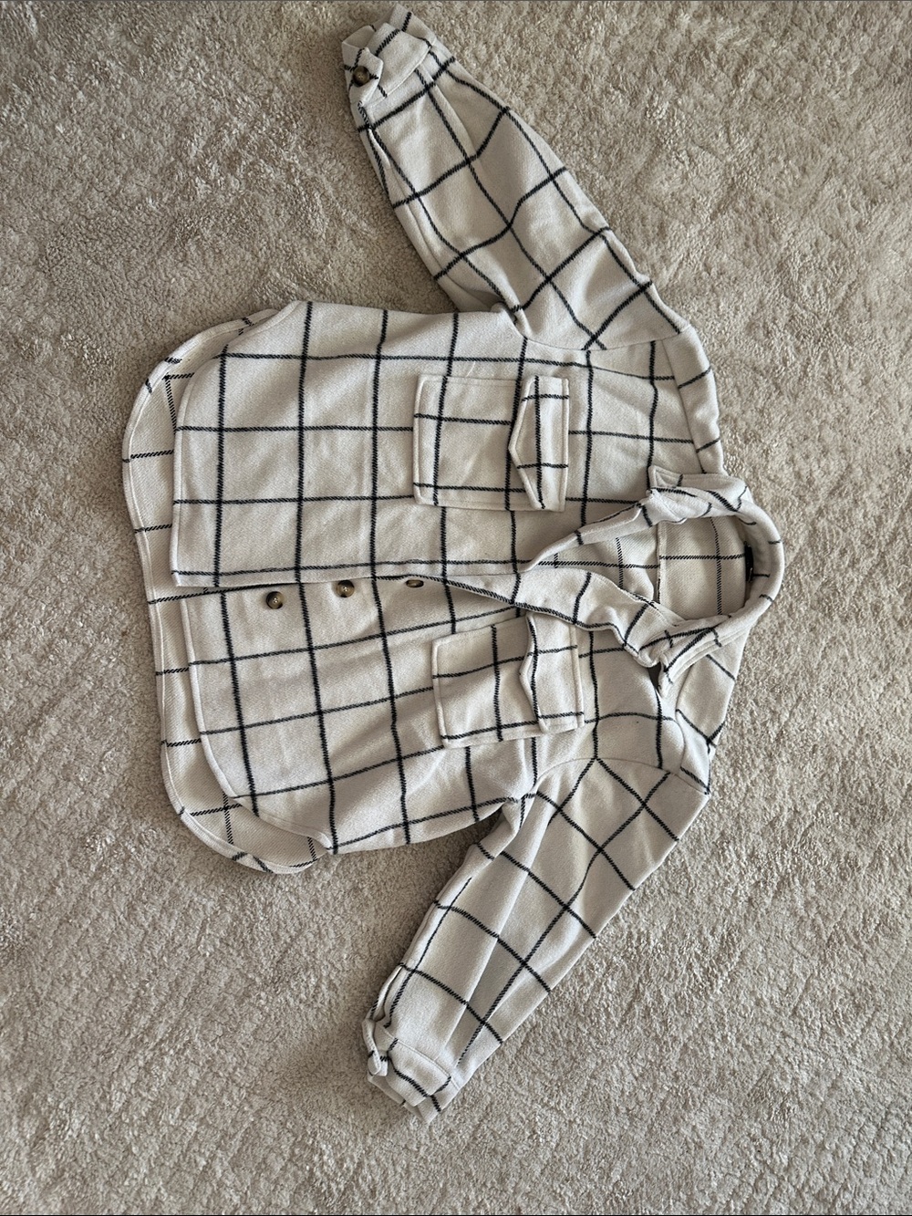 White Windowpane Button-Up Shacket